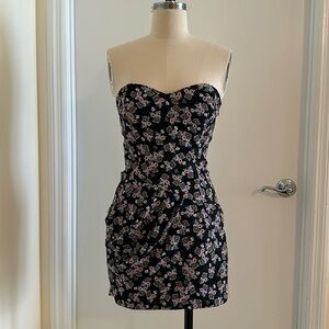 Strapless Floral Mini Dress 0